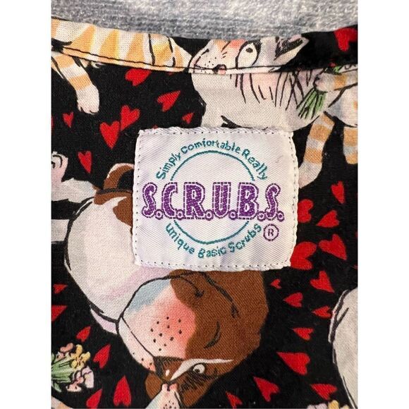 SCRUBS Dog Cat Heart Love Scrub Top Large - Picture 5 of 6